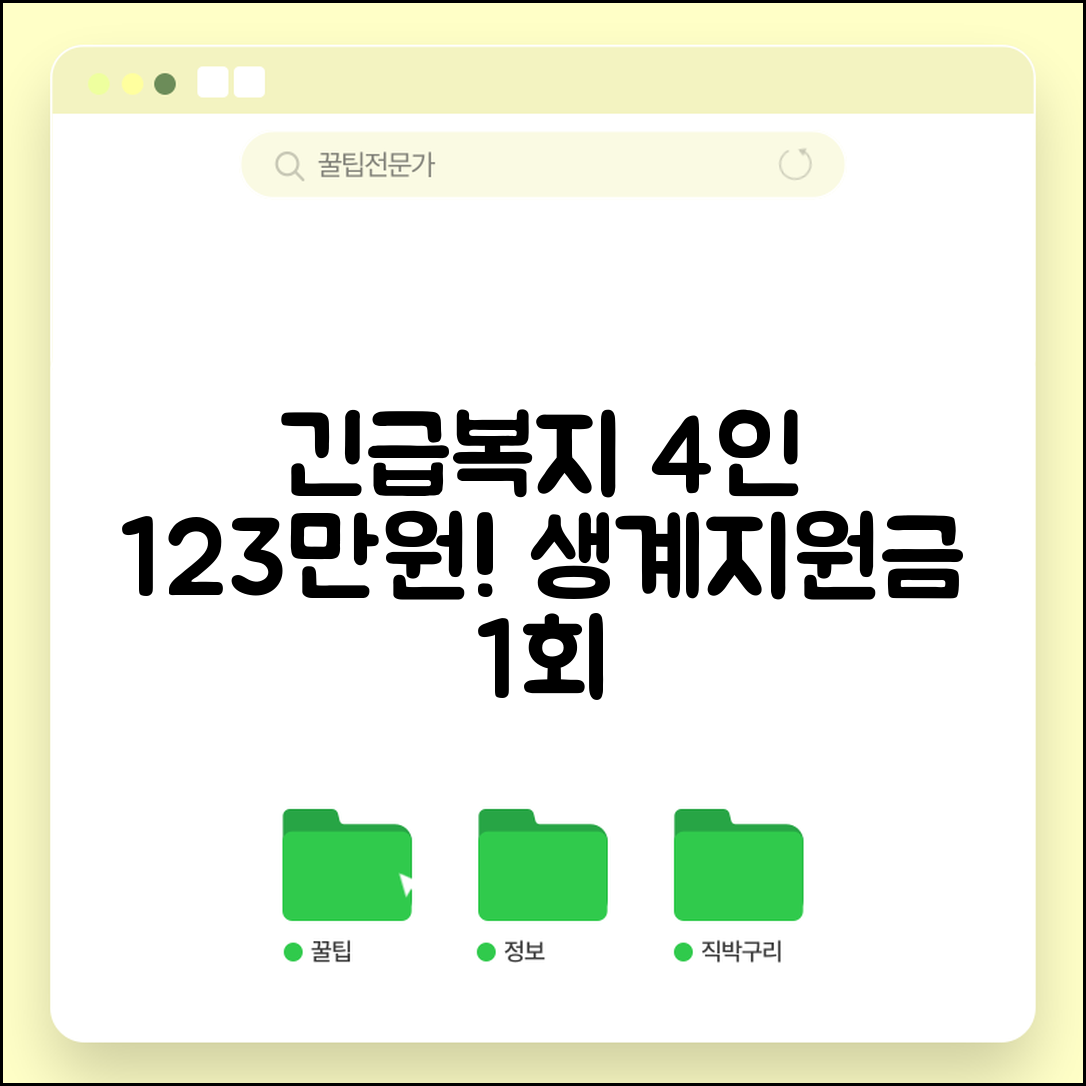긴급복지 생계지원 4인 가족 123만원 | 긴급복지 지원금 수령액 1회