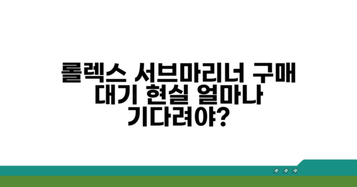매력적인 서브마리너 구매 대기 기간