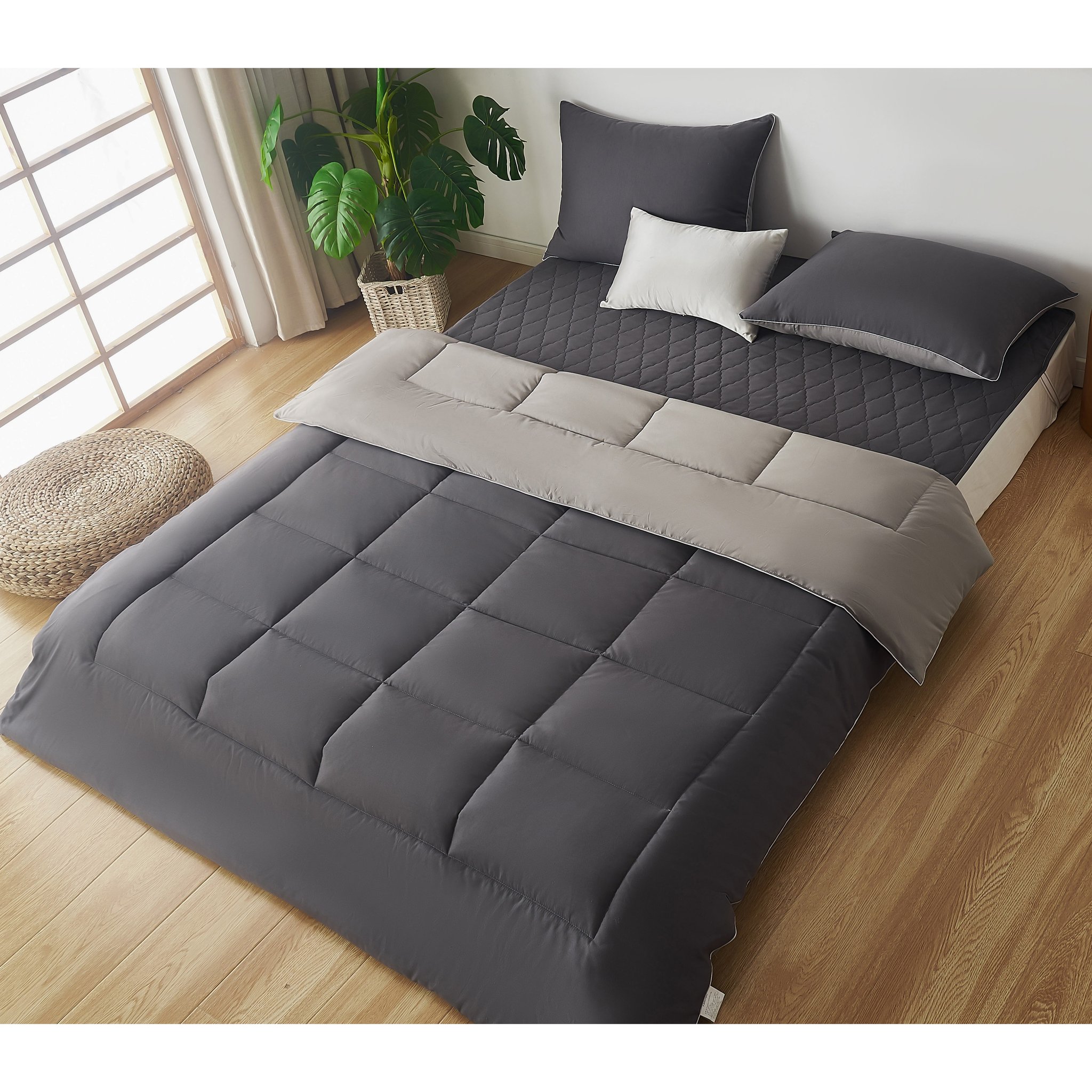 FANOBO 사계절 이불 +패드+베개커버, 그레이 + 베이지할인 상세 이미지 1