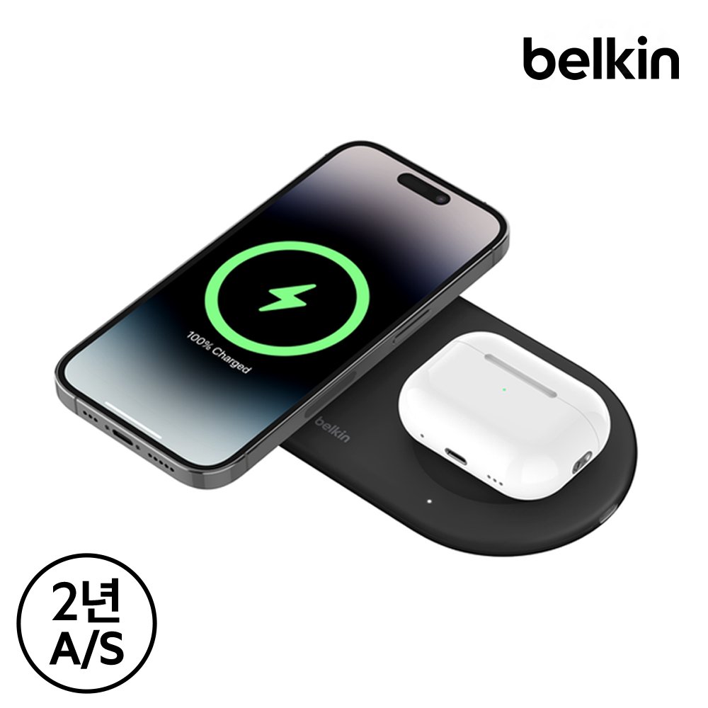 벨킨 Qi2 15W 2in1 마그네틱 무선 충전 패드 WIZ021qc 갤럭시 S26 S25 아이폰17 16 15 14 13 12 호환 상세 이미지 2