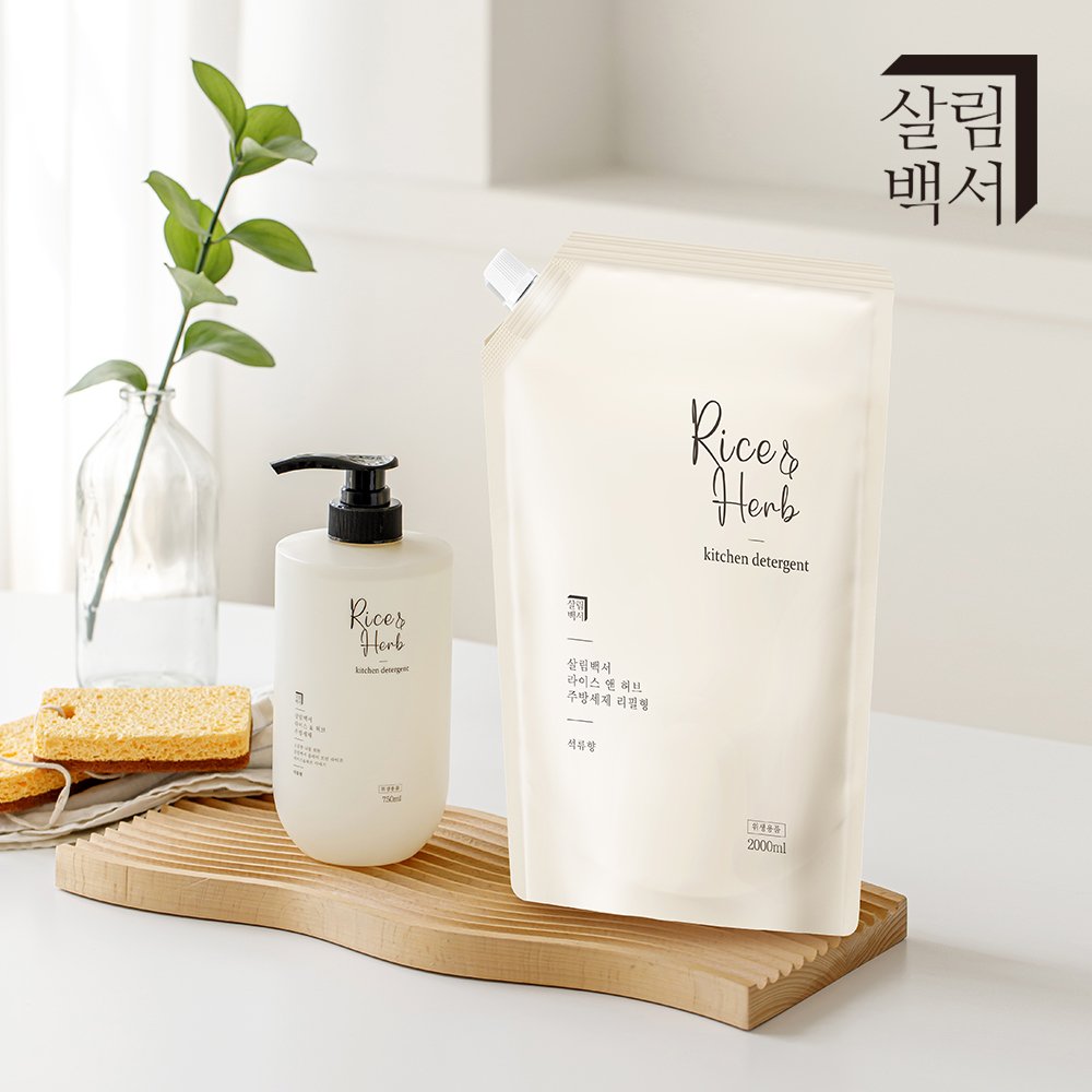 살림백서 라이스 앤 허브 주방세제 리필 석류향 2L, 3개 상세 이미지 1