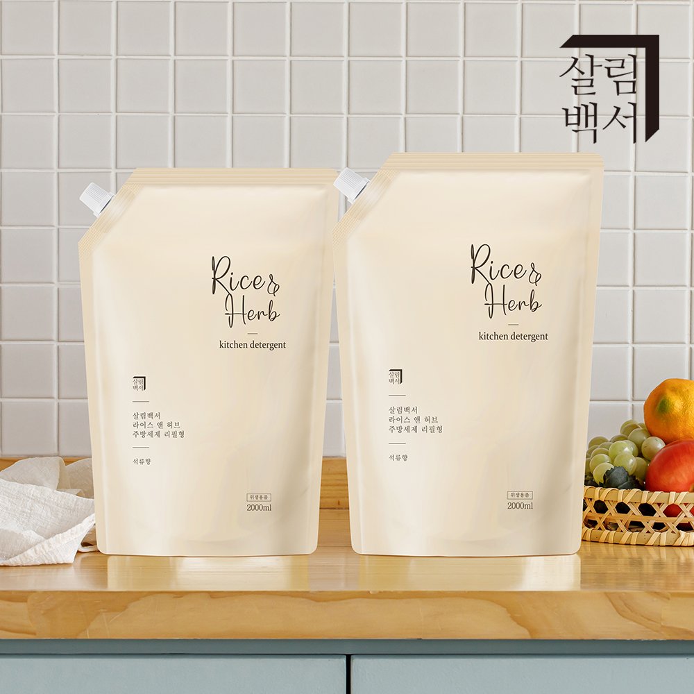 살림백서 라이스 앤 허브 주방세제 리필 석류향 2L, 3개 상세 이미지 1