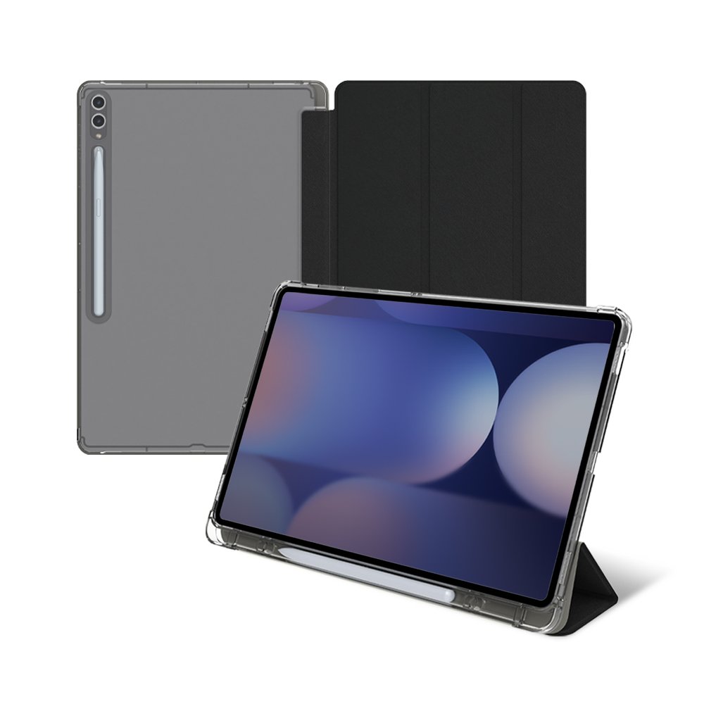 랩씨 스마트 북커버 클리어 슬림핏 케이스 사피아노 블랙, 갤럭시 탭 S9 FE 플러스 상세 이미지 1