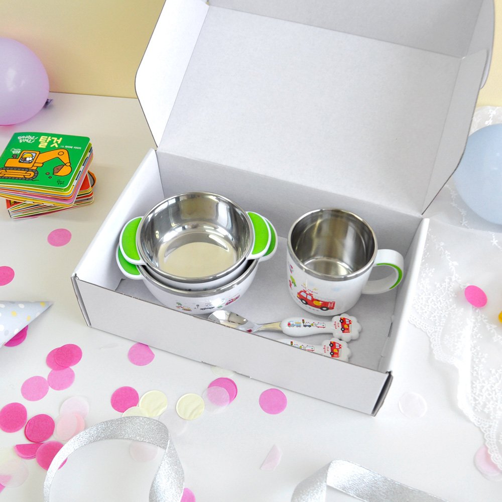 키친유 유아 아기 부릉부릉 이유식 그릇 스푼포크 물컵 유아식 간식 밥그릇국그릇 식기 세트 상세 이미지 2