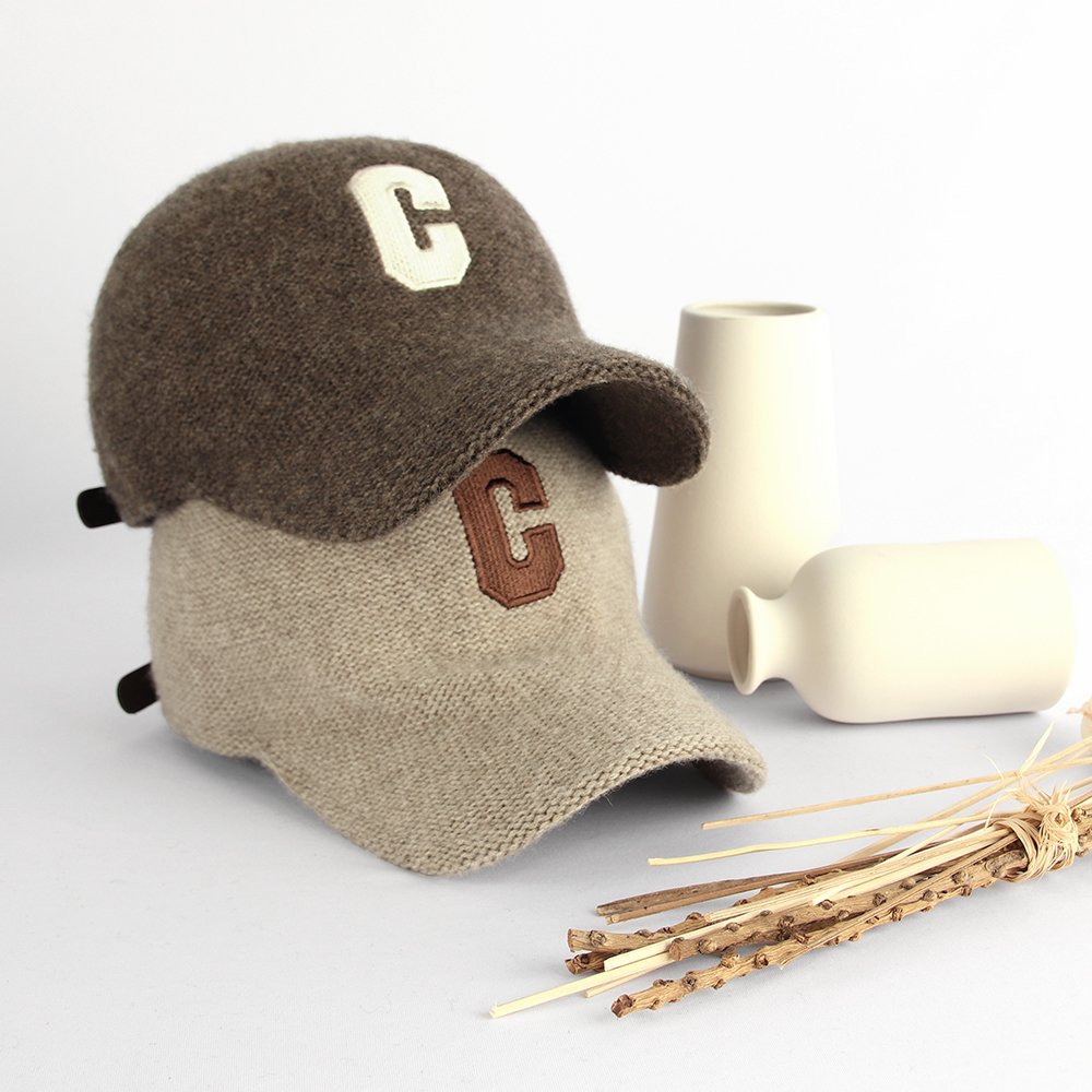 국내제작 울 니트캡 가을 겨울 C자수 포인트 볼캡 컬러 야구모자 상세 이미지 1