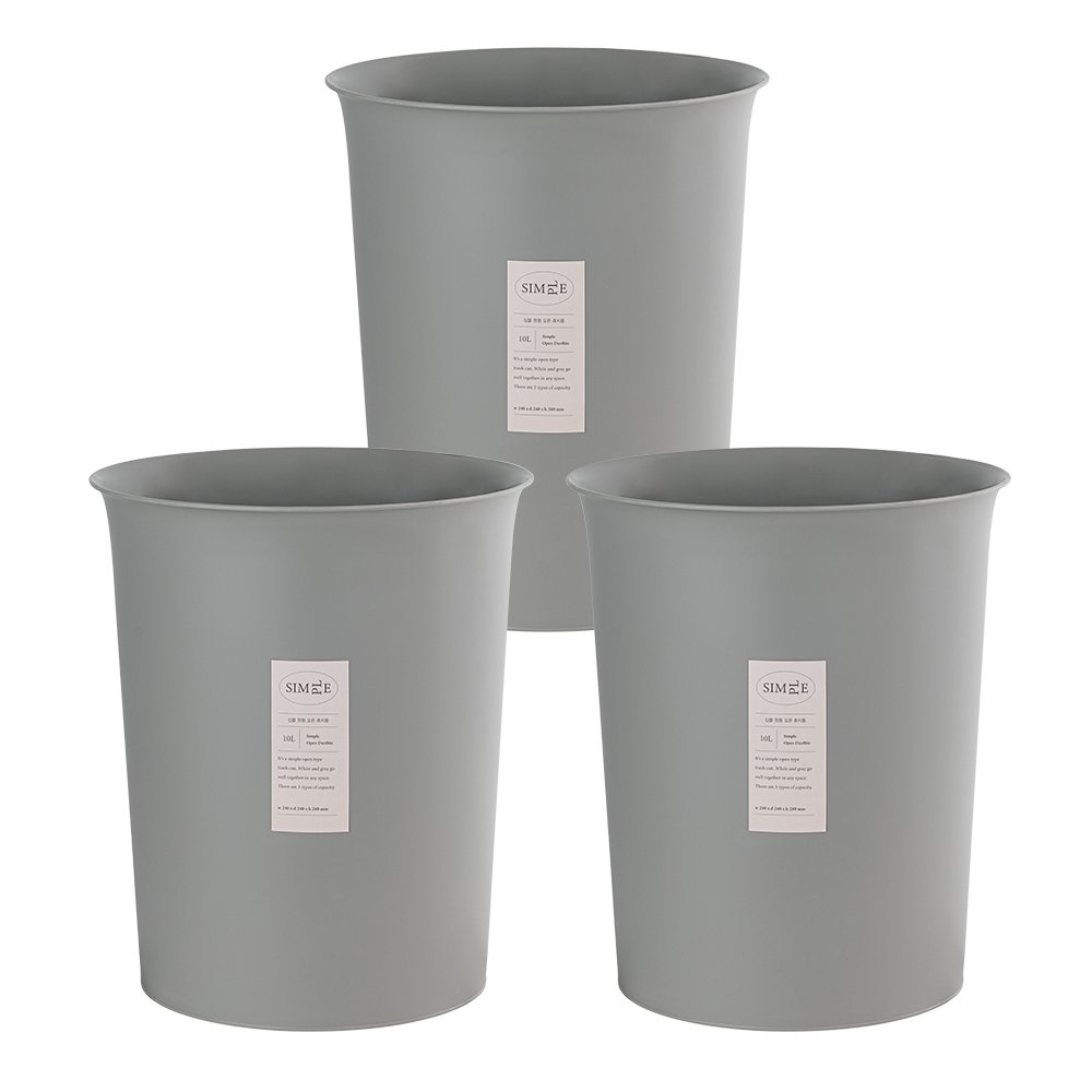 창신리빙 심플 오픈 휴지통10L 3개세트 상세 이미지 1