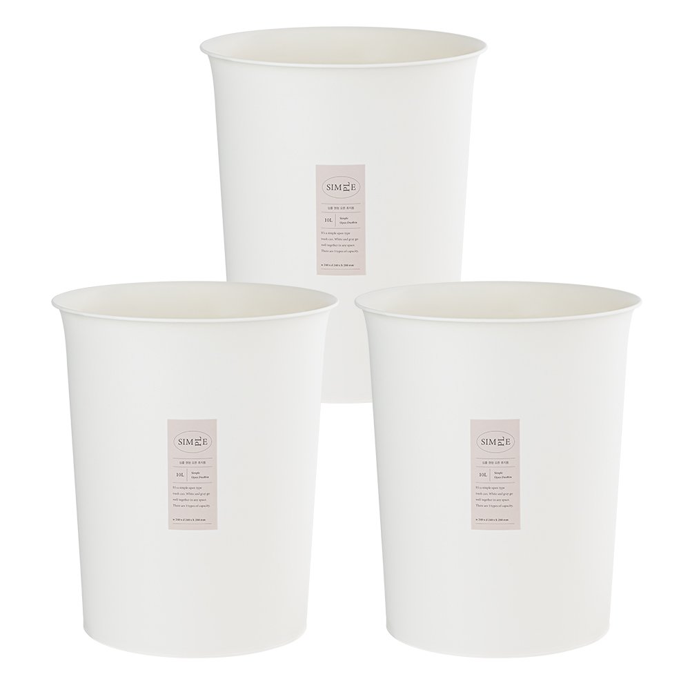 창신리빙 심플 오픈 휴지통10L 3개세트 상세 이미지 2