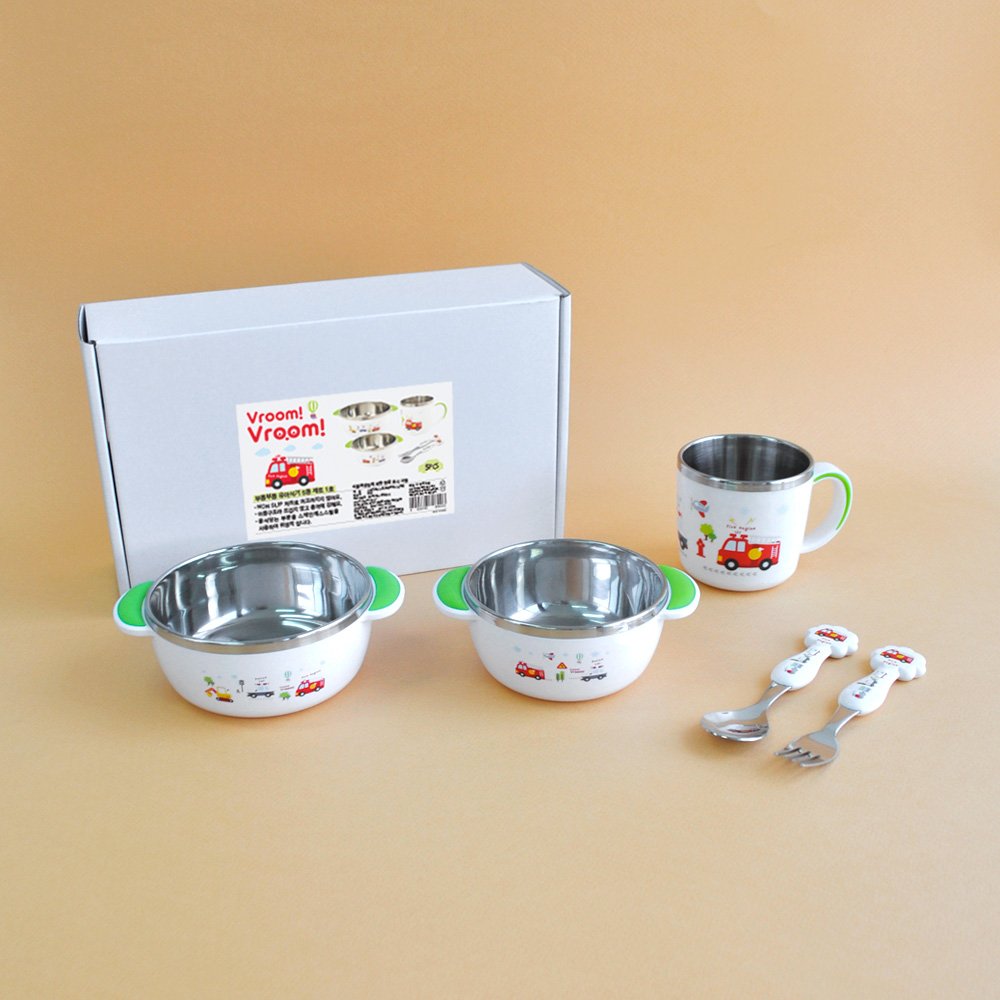 키친유 유아 아기 부릉부릉 이유식 그릇 스푼포크 물컵 유아식 간식 밥그릇국그릇 식기 세트 상세 이미지 2