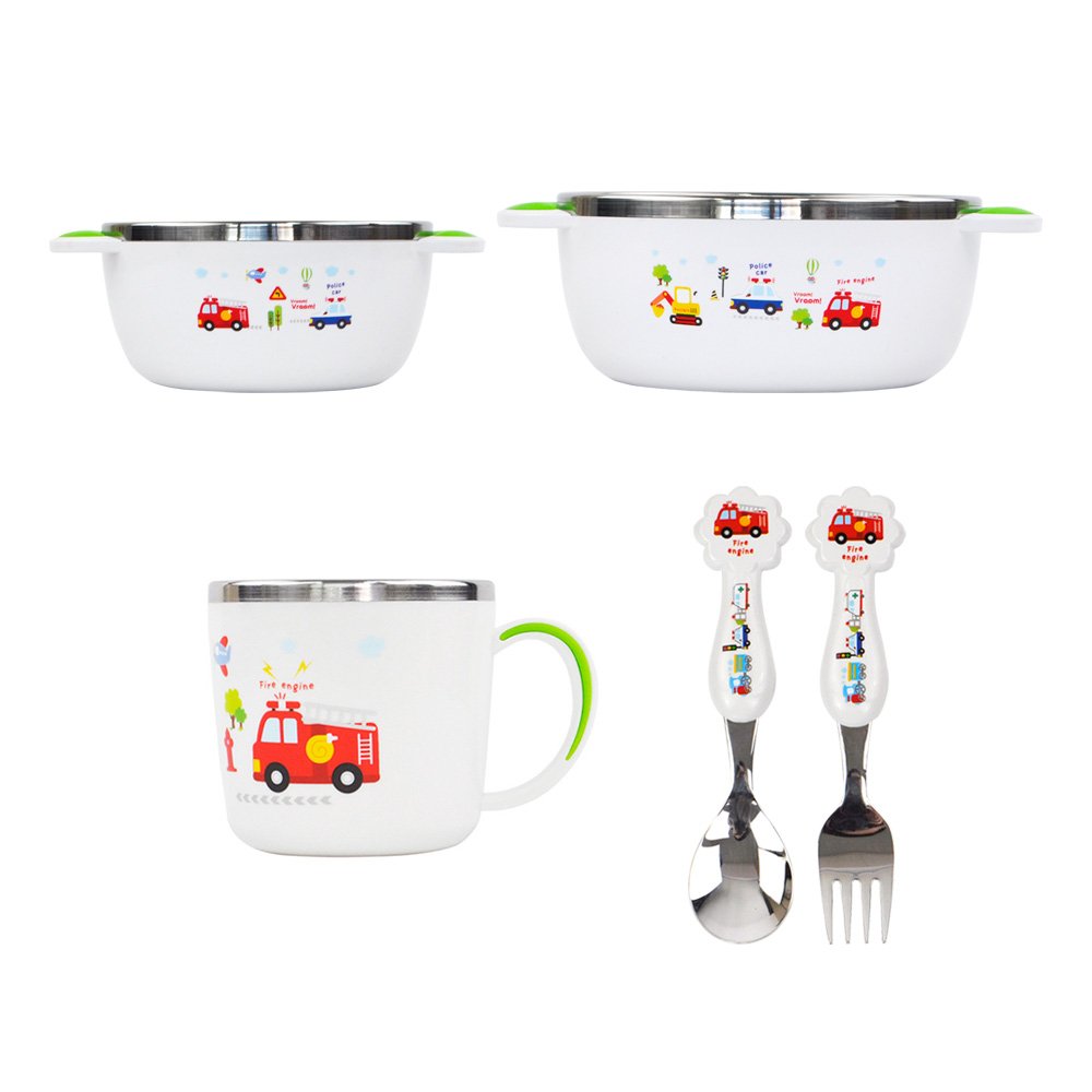 키친유 유아 아기 부릉부릉 이유식 그릇 스푼포크 물컵 유아식 간식 밥그릇국그릇 식기 세트 상세 이미지 1