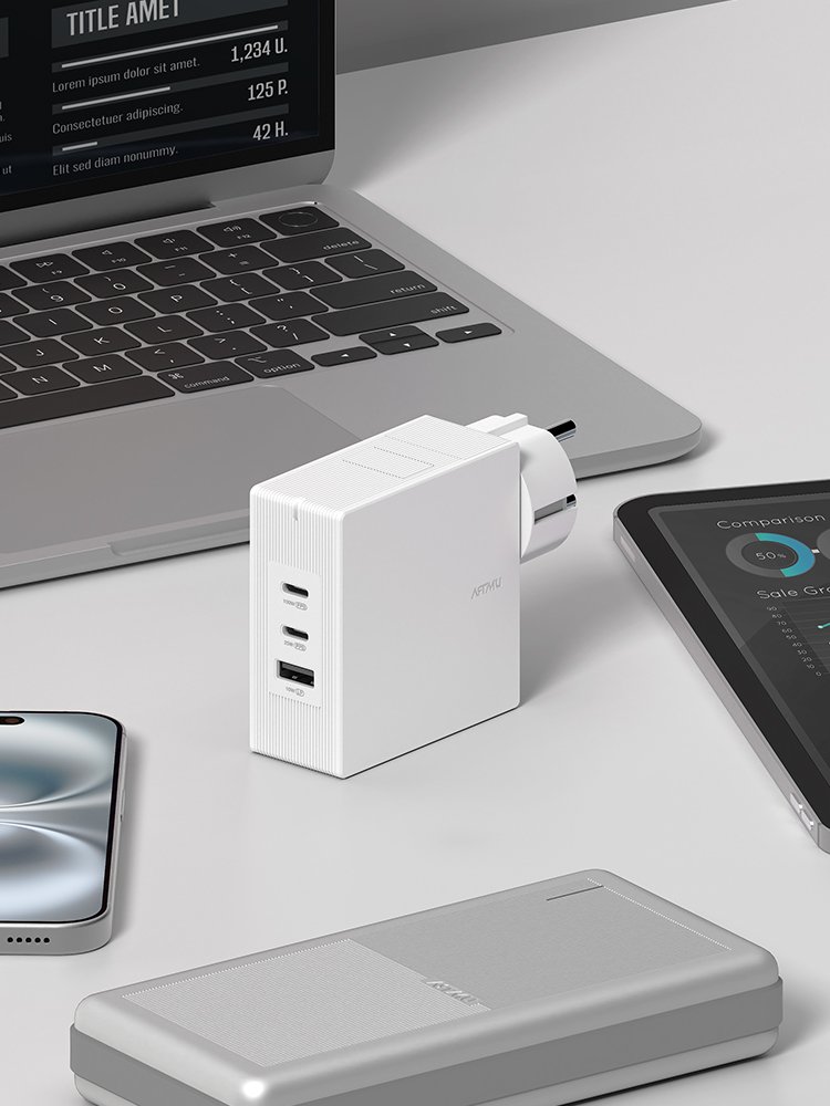 USB PD 100W 여행용 접지 멀티 초고속충전기 GT110 화이트 상세 이미지 2