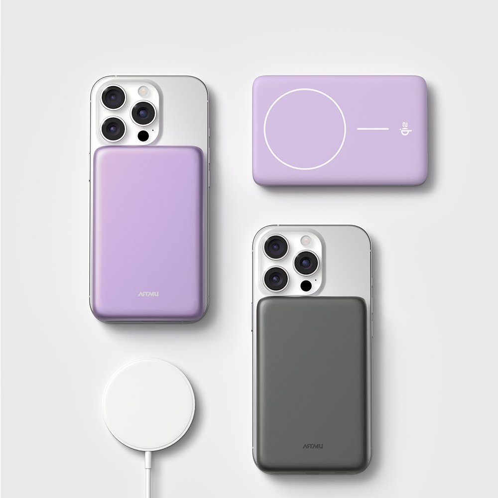 Qi2 15W 맥세이프 슬림 고속 보조배터리 10000mAh QB210 퍼플 상세 이미지 1
