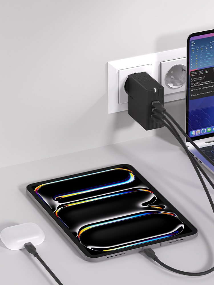 USB PD 100W 여행용 접지 멀티 초고속충전기 GT110 화이트 상세 이미지 2