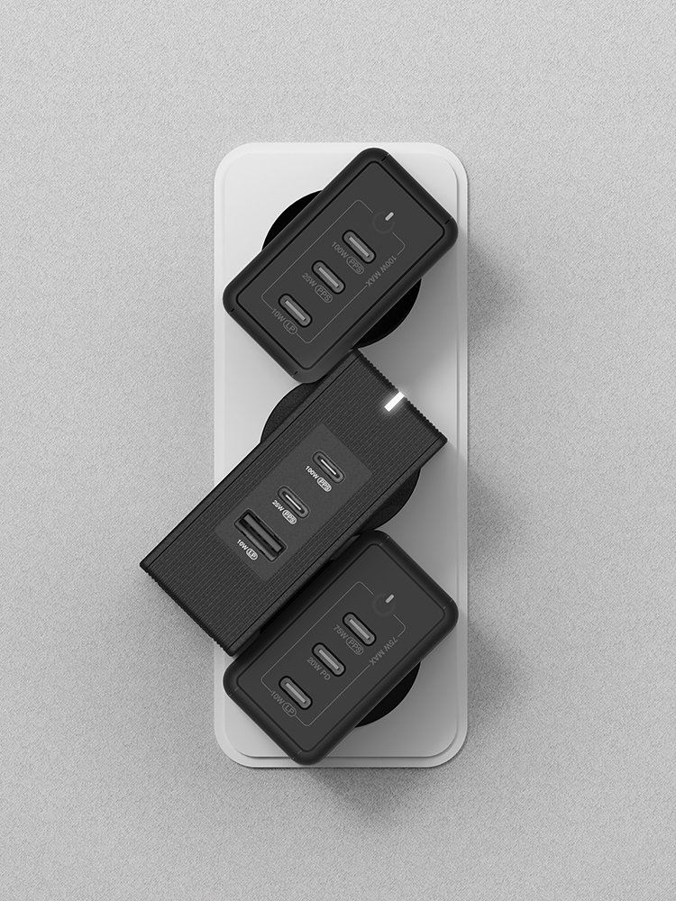 USB PD 100W 여행용 접지 멀티 초고속충전기 GT110 화이트 상세 이미지 1
